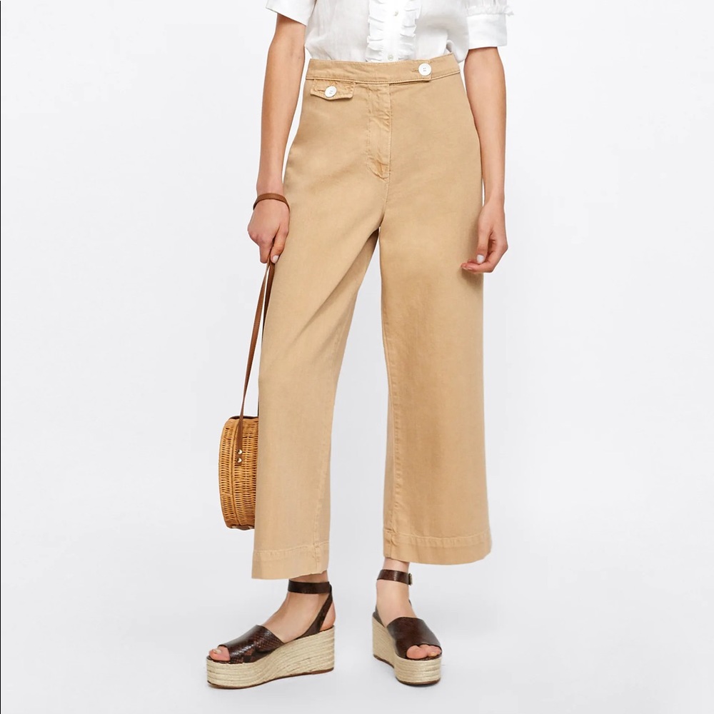 Zara Marine Culottes Wide Leg Crop Pants